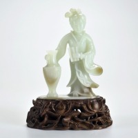 A Carved Jade Standing Beauty Qing Dynasty
