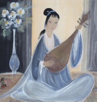 A Chinese Scroll Painting By Lin Fengmian