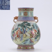 A Famille Rose Figural Zun Vase Qing Style