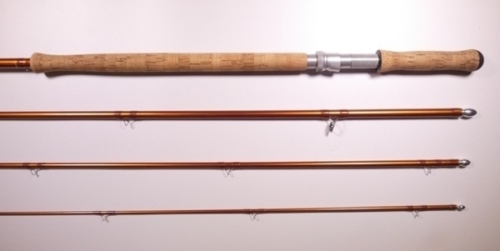 A good Hardy "Angel" 4 piece carbon salmon fly rod, 15', #10, gold silk wraps, alloy screw grip reel fitting, light use only, in bag and alloy tube with outer bag