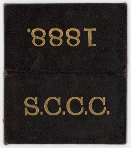 Staffordshire C.C.C. 1888. Small early folding member's fixture card with black leather covers and 'S.C.C.C. 1888' in gilt. Issued to W.C. Hancock. VG - cricket