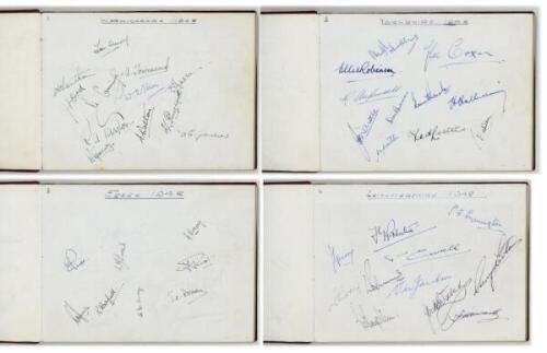 County autographs 1948. A large brown leather autograph album nicely signed by members of County teams for the 1948 season, arranged one county to a page. All signed to the page except where stated, the majority in ink, some in pencil. Counties are Warwic
