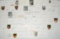 New Zealand Test cricketers 1930s onwards. Thirty nine signatures on white cards, some with cutting image laid down, the odd signature loose or on piece laid down. Some signed in later years. Signatures include Astle, J. Bracewell, Bradburn, Burke, Chatfi
