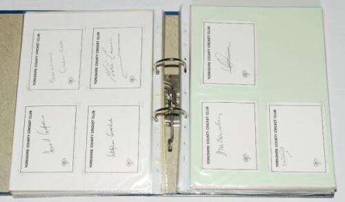 Yorkshire C.C.C. 1930s-2010s. Blue file comprising a comprehensive collection of over two hundred and fifty white cards, the majority with printed 'Yorkshire CCC' title and borders, each signed individually by a Yorkshire player including a good number of