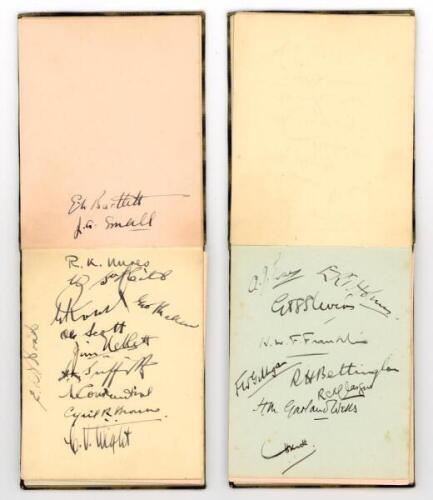 Harlequins v West Indies 1928. Small autograph album comprising two pages nicely signed in black ink by thirteen members of the 1928 West Indies touring party. Signatures are Bartlett, Small, Nunes, St. Hill, Roach, Scott, Neblett, Griffith, Constantine, 