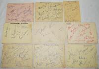 County and representative team autographs 1960s/1970s. A selection of eight album pages, each page signed in ink and pencil by members of respective teams. One page signed back to back. Counties are Derbyshire (12 signatures one page), Essex (12), Leicest