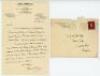 Archibald Campbell MacLaren. Lancashire &amp; England 1890-1914. Original handwritten single page letter addressed to MacLaren with original envelope. The letter, dated 20th October 1937, from and signed by Reginald G. Danks, Hon. Secretary of the Club Cr