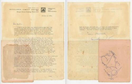 David Stuart Sheppard. Cambridge University, Sussex &amp; England 1950-1964. Two page typed letter from Sheppard to 'Dear Martin', dated 4th January 1961. Written on 'Mayflower Family Centre', Canning Town letterhead, Sheppard describes his interest in Wi