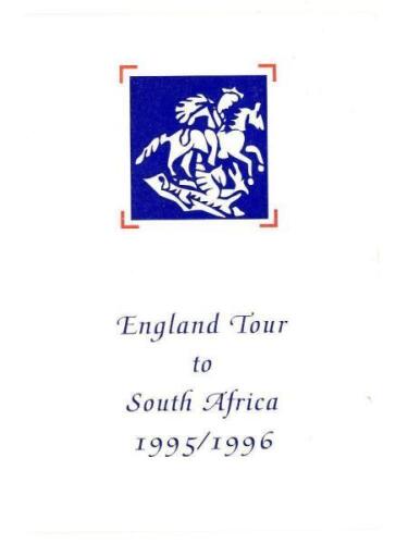 England tour of South Africa 1995/96. Official Christmas card from the tour of South Africa with England emblem and printed title to front cover. To inside a colour photograph of the team and greeting. Signed in ink by Peter Martin. VG - cricket