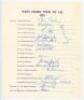 West Indies tour to England 1973. Official autograph sheet signed by fifteen of the original members of the West Indies touring party, and additionally by Ron Headley. Other signatures include Kanhai (Captain), Boyce, Fredericks, Gibbs, Holder, Kallicharr