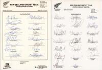 New Zealand tours to England 1990 and 1994. Two fully signed official autograph sheets for the 1990 and 1994 tours. The 1990 sheet comprises sixteen signatures, the 1994 twenty. Players' signatures include Wright, Rutherford, M. Crowe, Bracewell, J. Crowe