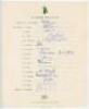 South Africa tour to England 1965. Official autograph sheet fully signed by all sixteen members of the South Africa touring party. Signatures include van der Merwe (Captain), Barlow, Bacher, Bland, Bromfield, Lindsay, Macaulay, McKinnon, P. Pollock, G. Po