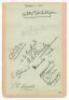 Sussex C.C.C. 1925. Album page laid down to slightly larger page, signed by eleven members of the 1925 Sussex team. One signature in ink of Tate, the remainder in pencil of A.E.R. Gilligan (Captain), A.H.H. Gilligan, Cox, Cornford, Bowley, Stannard, Wensl