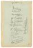 Glamorgan C.C.C. 1925. Album page laid down to slightly larger page, signed in pencil by twelve members of the 1925 Glamorgan team. Signatures are Clay (Captain), Arnott, Mathias, Sullivan, Harrison, H. Spencer, Ryan, Abel, Mercer, D. Davies, Bates, and t