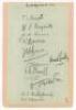 Cambridge University C.C. 1925. Album page laid down to slightly larger page, signed in pencil by twelve members of the 1925 Cambridge University team. Signatures are Bennett, Bagnall, Timms, Dawson, Francis, Crawley, Jagger, Sherwell, Tweed, Enthoven, Du