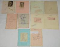 Test and County signatures 1920s/1930s. Approx. fifty signatures in ink and pencil on ten large album pages of varying sizes, some signatures signed to pages, others on pieces laid down. Signatures in ink include G. Geary (Leicestershire), H. Sutcliffe, G