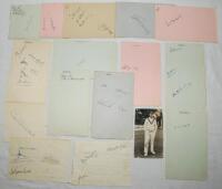 Test and County signatures 1930s-1950s. A good selection of thirty nine signatures, the majority signed in ink to album pages, some individually, with the odd signature on snip laid down. Signatures include W. Hadlee, T Badcock, G. Rabone, K. James (New Z