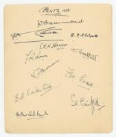 Gentlemen v Players 1939. Large album page very nicely signed in black ink by the eleven members of the Gentlemen team for the match played at Lord's, 5th- 7th July 1939. Signatures are Hammond (Captain), Stephenson, Wyatt, Heane, Brown, Bartlett, Farnes,