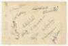 Yorkshire C.C.C. c.1938. Album page laid down to slightly larger ruled page, signed in ink by twelve members of the Yorkshire team. Signatures are Sellers, Yardley, Bowes, Sutcliffe, Leyland, Mitchell, Verity, Hutton, Gibb, Barber, Wilkinson and the rarer