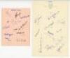 Cambridge University C.C. 1949 and 1958. Album page nicely signed in ink by eleven members of the 1949 team. Signatures include Insole (Captain), Anton, Burnett, Dewes, Hall, Stevenson, Doggart, Popplewell, Pryer, Wait etc. Also a page on Cambridge Univer