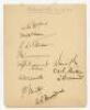 Gloucestershire C.C.C. 1924. Album page nicely signed in ink by eleven members of the Gloucestershire team including Dipper, Hammond, Green, L. Williams, Dennett, Mills, Parker, Bessant etc. G - cricket