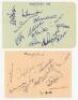 Hampshire C.C.C. 1953 and 1956. Two album pages nicely signed in ink. The 1953 page with twelve signatures, the 1956 signed by eleven players. Signatures include Harrison, Eagar, Rodgers, Shackleton, Carty, Prouton, Dare, Rayment, Ingleby-Mackenzie, Sains