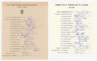 M.C.C. tour to India, Pakistan &amp; Ceylon 1972/73. Official autograph sheet for the 1972/73 tour, fully signed by all eighteen members of the touring party. Signatures include Lewis (Captain), Denness, Amiss, Arnold, Fletcher, Gifford, Greig, Knott, Old