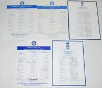 England autograph sheets 1982/83- 2000. Five official autograph sheets, each fully signed by the listed players. Sheets are 1982/83 tour to Australia &amp; New Zealand (nineteen signatures). 1984/85 tour to Sri Lanka, India &amp; Australia (20, file holes
