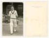 Peter Barker Howard May. Surrey, Cambridge University &amp; England 1950-1963. Mono real photograph plain back postcard of May walking out to bat at Scarborough, date unknown. Stamp for Walkers Studios, Scarborough to verso. VG - cricket