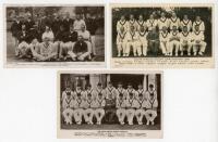 South Africa tours to England 1907-1947. Three original mono real photograph postcards of South African touring parties for 1907 (Philco series), 1935 (A.W.S.) and 1947 (W.E.G.). G - cricket
