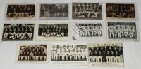 Australian tour postcards 1905-1964. Seven mono real photograph and four mono postcards of Australian touring parties to England. Teams are 1905 (two including one of the team entering the field in the first match of the tour at Crystal Palace), 1921 (2 d