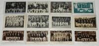 Surrey team postcards 1905-1955. Seven mono and five real photograph postcards of Surrey teams for the period. Series include R. Scott &amp; Co., Central News, C.E. Smith Oval Bookstall, F.C. Dick Oval Bookstall, Star etc. Odd faults, overall in good cond