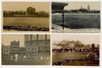 Cricket ground postcards 1900s-1950s. A selection of six real photograph postcards including a rarer view of a match in play at Trent Bridge in the 1920s by C. &amp; A.G. Lewis of Nottingham. Others feature matches in progress at the Adelaide Oval, Englan