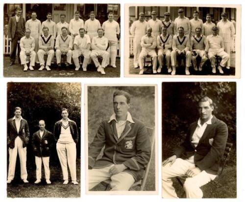 Kent C.C.C. 1930s and later. Fourteen mono postcards (one colour), mainly real photographs, and one candid photograph of Kent teams, players etc. Mono real photograph postcard of the Kent team at Tonbridge, June 1936 by B.C. Flemons of Tonbridge. 1930s te
