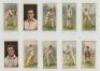 Cricket cigarette cards 1921 onwards. A good selection of loose cards. Complete sets are Godfrey Phillips 'County Cricket Badge' silks 1938 (full set of 17). W.D. &amp; H.O. Wills 'English Cricketers' New Zealand issue 1926 (25), and 'Cricketers' 1928 sec - 3