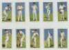 Cricket cigarette cards 1928 onwards. A good selection of loose cards. Complete sets are W.A. &amp; A.C. Churchman 'Famous Cricket Colours' 1928 (full set of 25). W.D. &amp; H.O. Wills 'Cricketers' 1928 second series (50). John Players &amp; Sons 'Cricket - 3