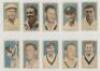 Cricket cigarette cards 1928 onwards. A good selection of loose cards. Complete sets are W.A. &amp; A.C. Churchman 'Famous Cricket Colours' 1928 (full set of 25). W.D. &amp; H.O. Wills 'Cricketers' 1928 second series (50). John Players &amp; Sons 'Cricket - 7