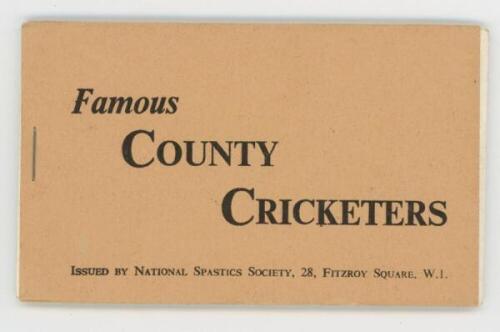 'Famous County Cricketers' 1958. Complete set of colour cigarette card size cards with profile to reverse. In original album, uncut and in strips of three. Issued by National Spastics Society. VG - cricket