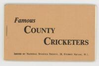 'Famous County Cricketers' 1958. Complete set of colour cigarette card size cards with profile to reverse. In original album, uncut and in strips of three. Issued by National Spastics Society. VG - cricket