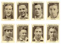 'Bodyline'. Boys Magazine 'ZAT' cricketer cards 1933. Medium size, plain blue backs. Full set of eleven cards, each numbered. Very good condition. Rare. Also 'Champion' (Amalgamated Press) 'Australian &amp; English Cricket Stars' 1932, nos. 2, 8, 25 &amp;