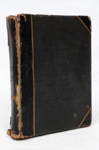 Legh Barratt. Norfolk C.C..C. 1890 to 1908. 'Cricket Cuttings'. Norfolk C.C.C. cricket 1900-1908. Half leather black scrapbook kept by Barratt with newspaper cuttings covering matches, invitation and dinner menu, handwritten notes etc. The end paper reads