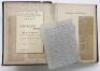 Legh Barratt. Norfolk C.C..C. 1890 to 1908. 'Cricket Cuttings'. Norfolk C.C.C. cricket 1900-1908. Half leather black scrapbook kept by Barratt with newspaper cuttings covering matches, invitation and dinner menu, handwritten notes etc. The end paper reads - 2