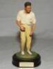 Harold Larwood. Nottinghamshire &amp; England. Endurance Ltd cold-cast porcelain figure of Larwood in bowling pose. On wooden plinth with title. Approx 8" tall. G - cricket