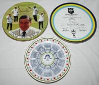 Yorkshire C.C.C. Five limited edition plates. 'Geoffrey Boycott 100 Centuries for Yorkshire' 1985 (Coalport), Benson &amp; Hedges Cup Winners 1987 (Coalport), 'Harold "Dickie" Bird MBE' retirement from first- class cricket umpiring 1997 (Royal D