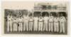 Gentlemen v Players. Scarborough 1934. Original sepia press photograph of the Players team standing in one row wearing cricket attire, in front of the pavilion at Scarborough for the match played 5th- 7th September 1934. Players include Sutcliffe (Captain