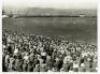 Gentlemen v Players. Scarborough 1934. Original sepia press photograph of the Players team standing in one row wearing cricket attire, in front of the pavilion at Scarborough for the match played 5th- 7th September 1934. Players include Sutcliffe (Captain - 3