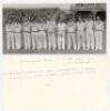 Scarborough Festival 1950. Three original mono photographs of teams lined up in one row wearing cricket attire in front of the pavilion. Teams are for North v South, 6th- 8th September 1950, and the H.D.G. Leveson-Gower XI for the tour match v West Indies - 3