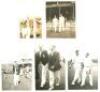 Scarborough Cricket Festival. Five original mono and sepia candid style photographs of England players at Scarborough. Players featured include Hedley Verity with Bill Bowes dated 1938, Maurice Leyland and George Macaulay walking out to bat c.1930, Roy Ta