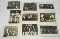 The Ashes. M.C.C. Tour to Australia 1928/29. A selection of nine uniformly presented mono photographs, all appearing to depict action from the 1928/29 tour. All photographs incorporate a caption describing the scene. Subjects include Hammond losing his ba