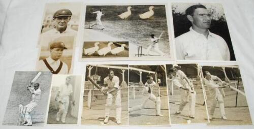 Australia Test cricketers 1930s-1960s. Twenty three original mono press photographs of individual Australian Test cricketers. Players are depicted in match action, portraits, in the nets etc. Players featured include Ken Mackay, Jack Fingleton, Jim Burke 